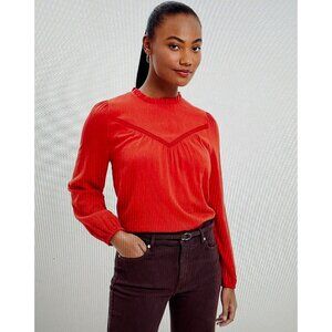 LOFT Womens Red Blouse XL 59% Viscose & Cotton With Button Detail